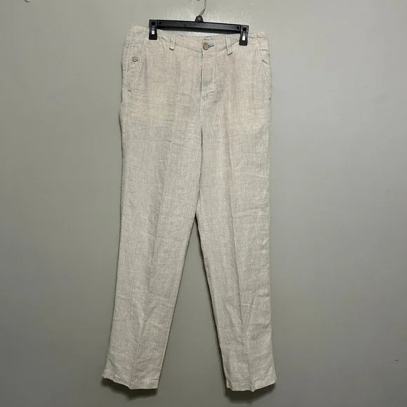 Tommy Bahama Mens Linen Pants 33X34 Beige Straight Leg Flat Front Coastal Luxury - Picture 1 of 14